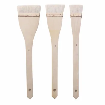 

3pcs long handle wood art Brushes Large Area Flat Brushes Hake Brushes Wool Chip Paint Brushes Set for drawing art supplies