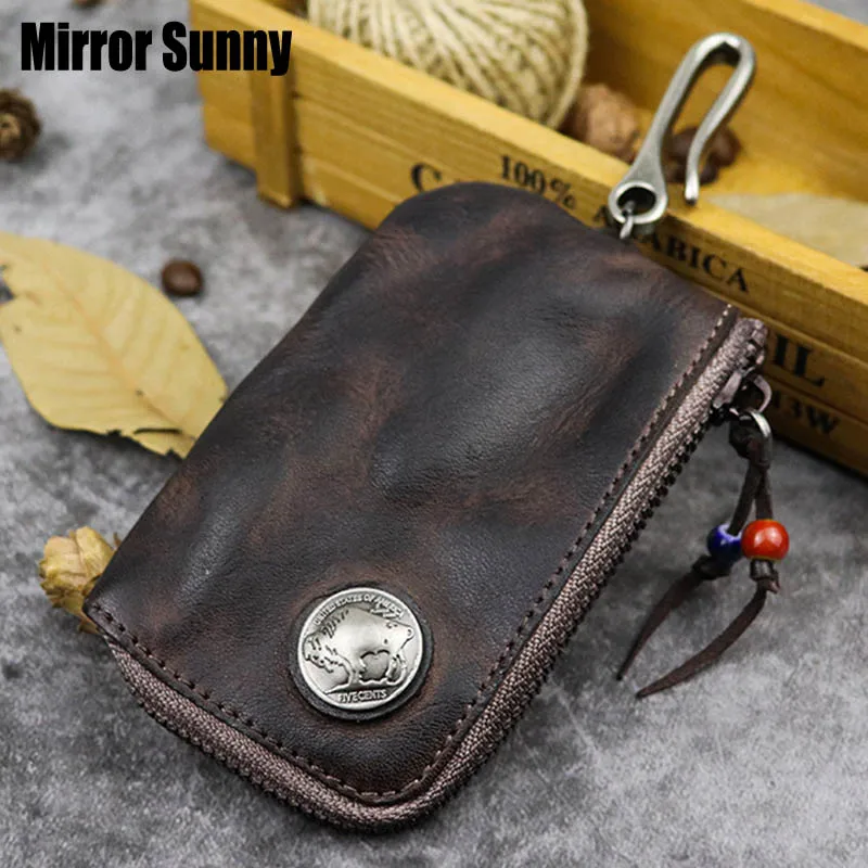 

Original Handmade Vintage Door & Car Key Wallets For Men Euro-American Style Multi Function Key Pack With Card Holder Portable