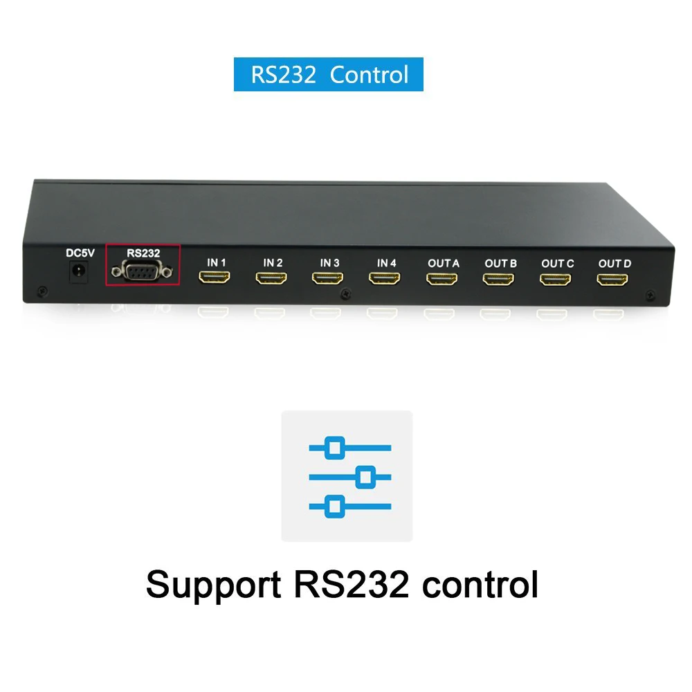 Aikexin HDMI Matrix 4x4 HDMI разветвитель 4 входа 4 выхода True Matirx поддержка 1920x1080 60 Гц управление RS232 и ИК-пульт дистанционного управления