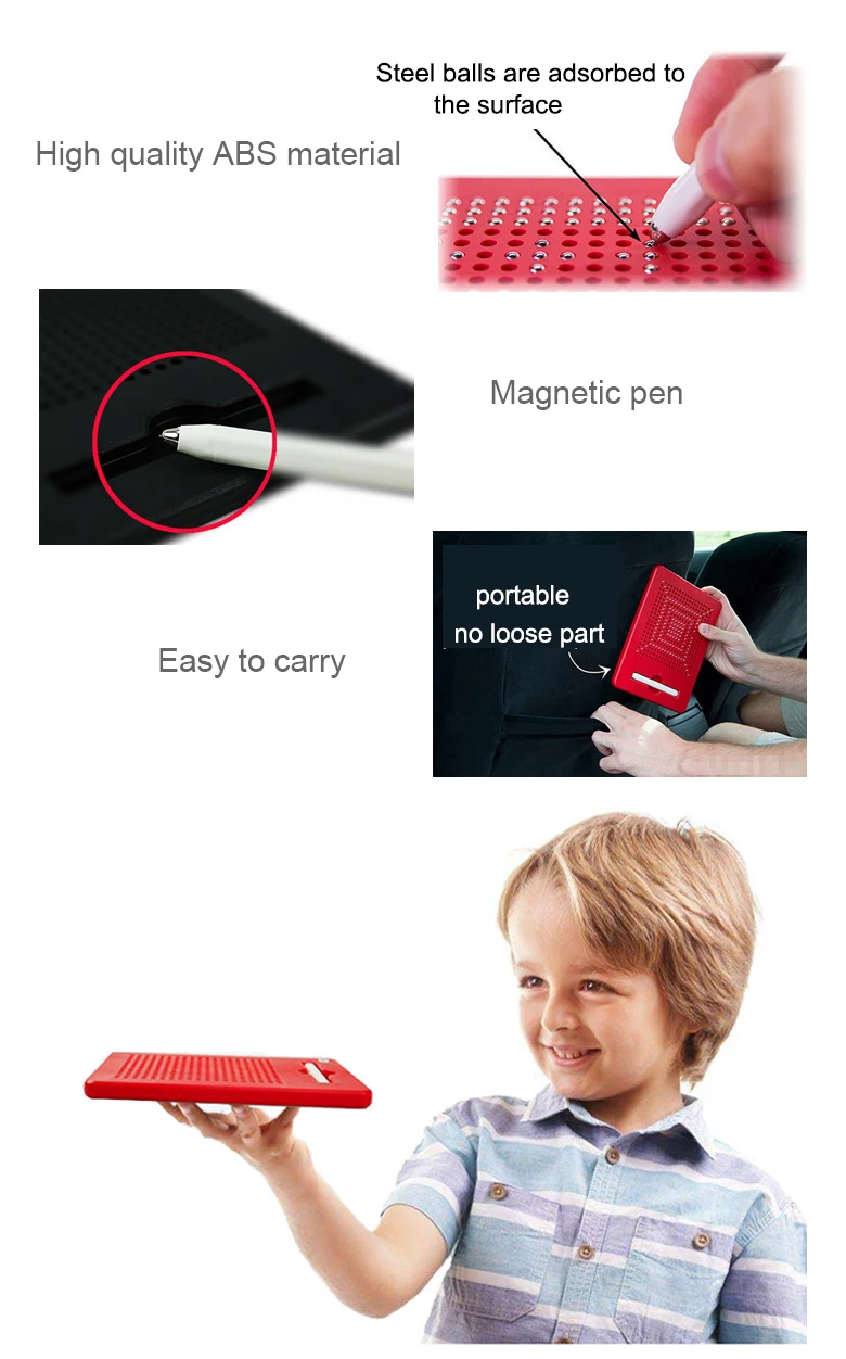Placa de Desenho para Crianças com Caneta Bola de Aço Plástico Magnético Tablet Almofada Criativa Educacional Quebra-cabeça Infantil Ímã 7 Brinquedos p desenhar