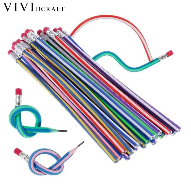 

5 pcs/10 pcs Colorful Magic Bendy Flexible Soft Pencil With Eraser Stationery Student Colored Pencils School Office Supplies