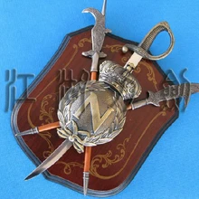 S0044 миниатюрная средневековая Корона меч POLEARMS копье W/настенная доска Лот 3 9,1"