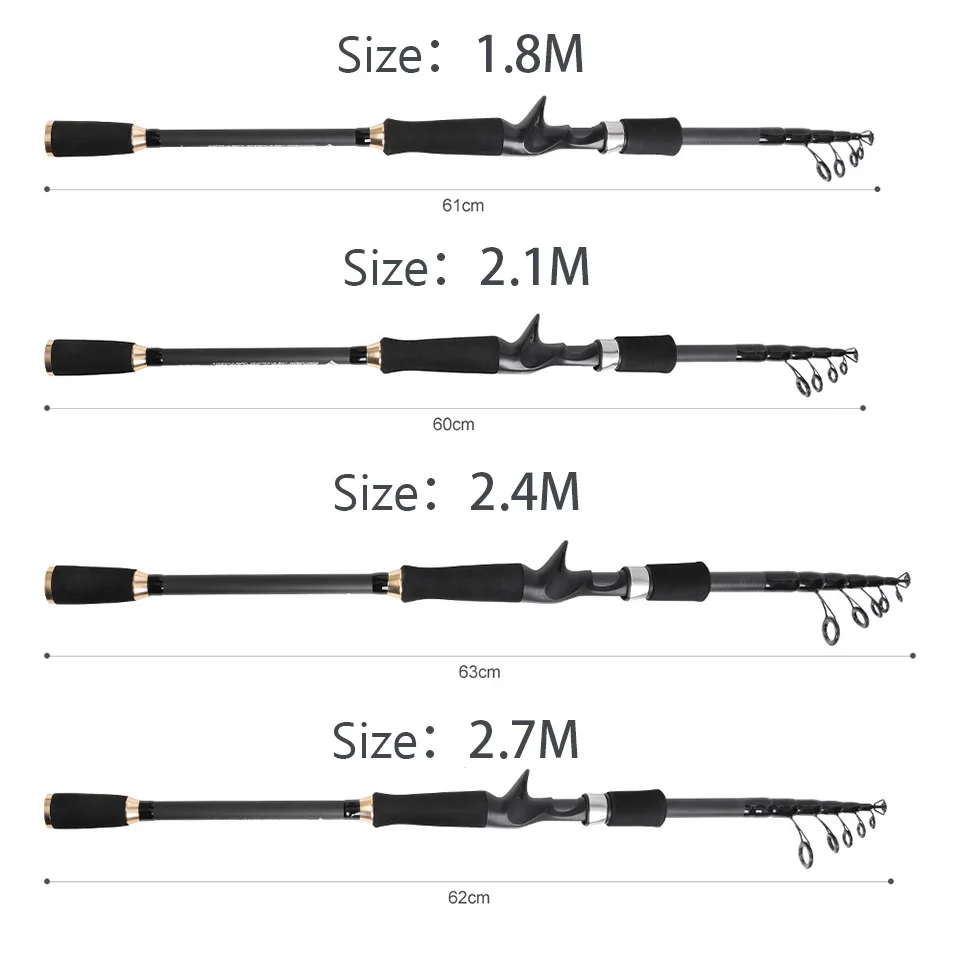 Proleurre дорожное рыболовное удилище 1,8 м 2,1 М 2,4 М 2,7 м спиннинговое удилище MH жесткое Телескопическое удилище из углеродного волокна литье удилища