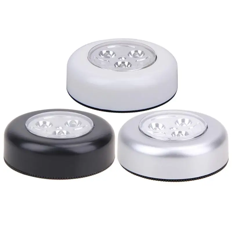 

Mini Touch Light 3 LED Cordless Stick Tap Wardrobe Touch Lamp Battery Powered Round Veilleuse Cordless Cars Cabinets Lamp