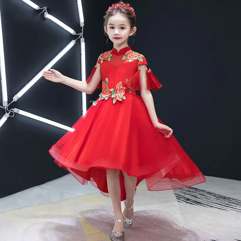 

New Teenage Girls Embroidery Trailing Princess Dress Kids Dresses For Girls Wedding Party Gowns Baby Girl Clothes Vestidos F63