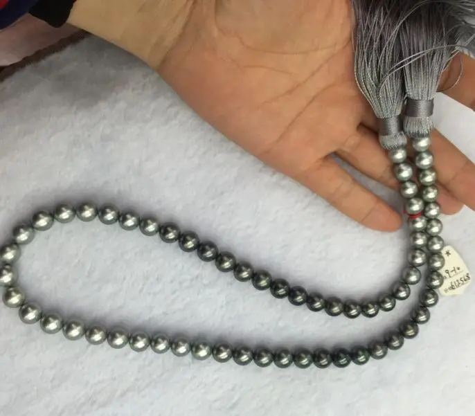 

gorgeous 9-10mm south sea round multicolor grey pearl necklace 24inch 14//k