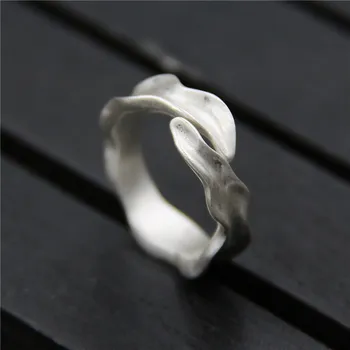 

C&R Pure S999 Sterling Silver Rings for Women Concave wave pattern matt opening Thai Silver ring Fine Jewelry Size 6-8