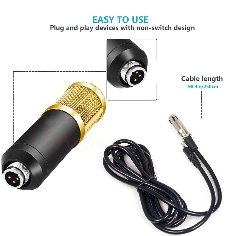 Best FANGTUOSI Professional bm 800 Studio Microphone bm800 Condenser Microphone Kits Bundle Karaoke Microphone Mic Stand For computer