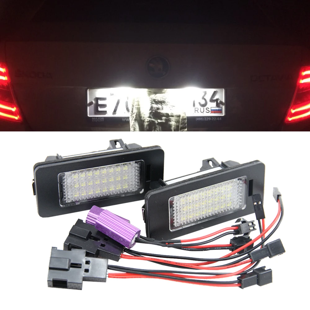 NUMBER PLATE BULBS LIGHTS LED BRIGHT WHITE XENON SKODA OCTAVIA FABIA CANBUS
