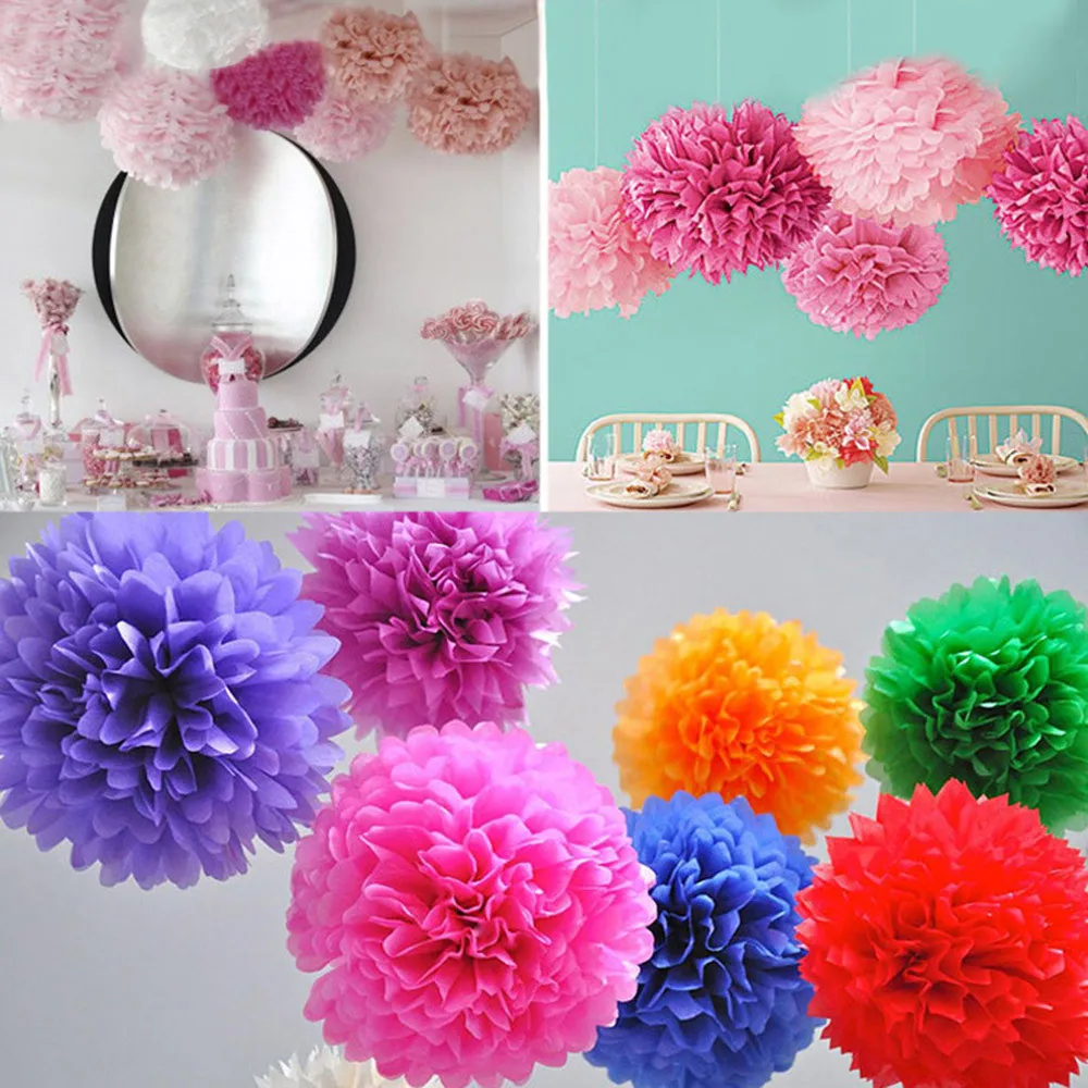 Tissue Paper Pompoms Pom Poms Flower Balls Fluffy Wedding Party