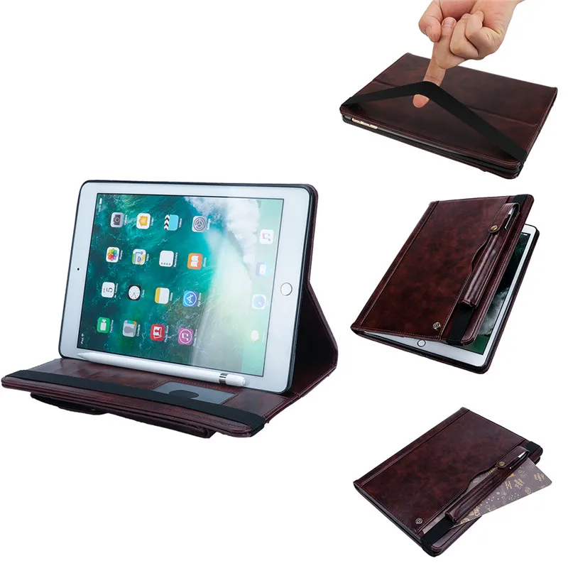 

Case For apple ipad pro12.9 inch(2016 2017 )Protective Stand Case with Pencil Holder wallet Card slot Cover For business leisure