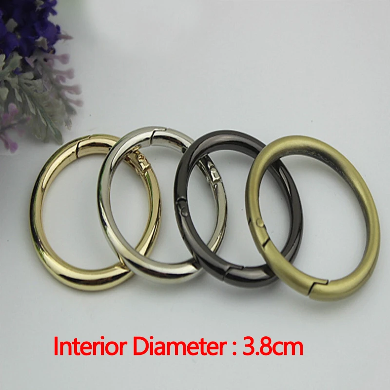 

30 Pcs/ Lot DIY 38mm Gold, Silver, Gun Black, Bronze Carabiner Round Push Gate Open Snap Hooks Big O Rings Clip Trigger Clasps