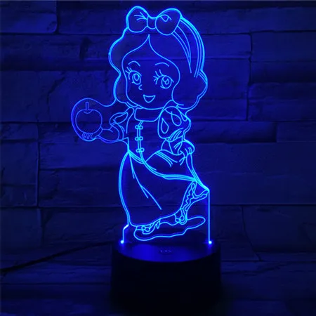 

Princess Snow White Figure Usb 3d Led Night Light 7 Color Changing Lighting Lamp Girls Child Kids Baby Gifts Table Lamp Bedside