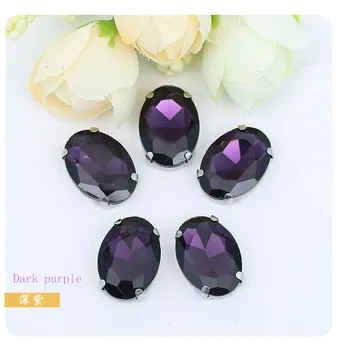 

18 X 25mm DIY 50pcs Mix colors glass stones Sew on Rhinestones Silver metal Claw setting