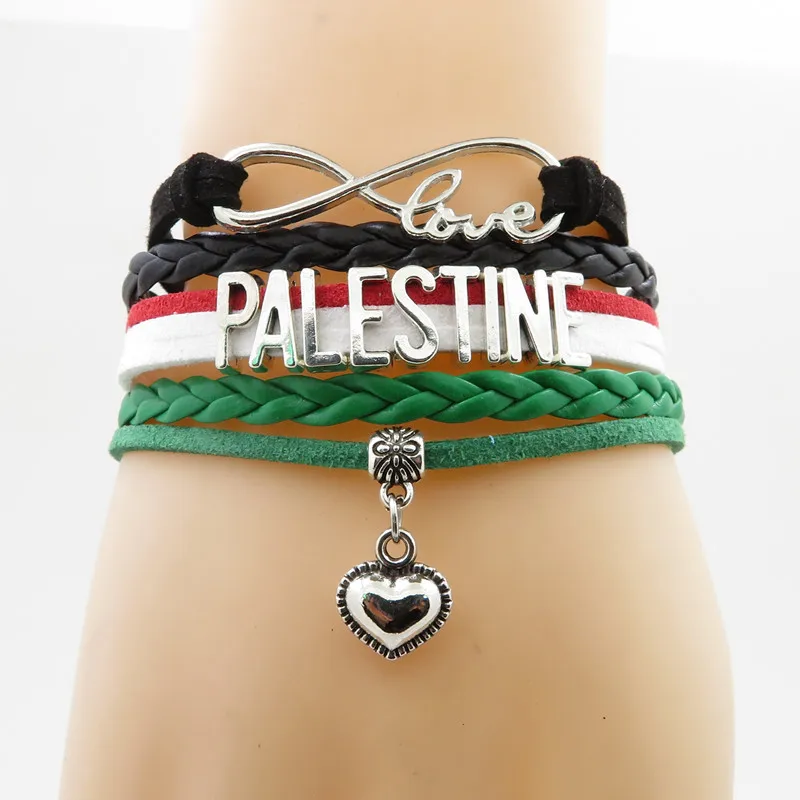 infinity palestine Bracelet heart Charm palestine country bracelets fashion  palestine man and woman rope bracelet