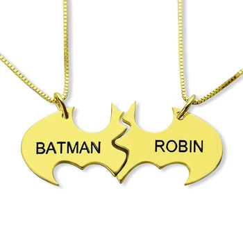 

AILIN Hand Stamped Batman Name Necklace Gold Best Bitches Engraved Name Necklace You Are My Superhero Best Friendship Jewelry