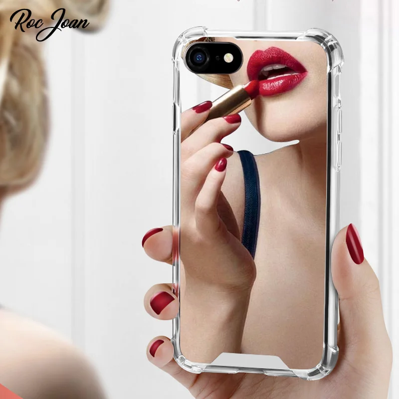 

Roc Joan Mirror Case for iPhone 7 8 6 6s Plus X XR XS Max Anti Shock Hard Acrylic TPU Cover Back Rose Gold Shockproof Coque