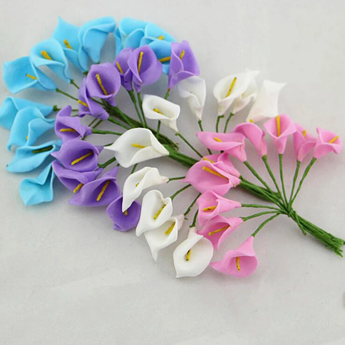 

Mini Foam Calla Handmake Artificial Flower Bouquet Wedding Decoration DIY Wreath Gift Box Scrapbooking Craft Fake Flower 12pcs