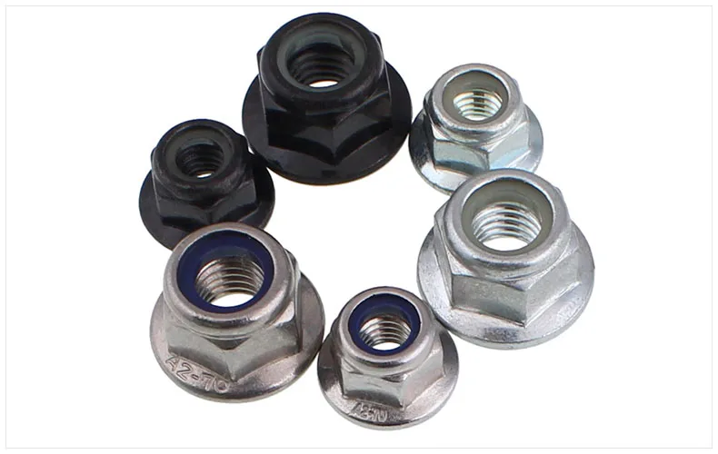 

Carbon steel/304 stainless steel Flange face lock nut M3 M4 M5 M6 M8 M10 M12 nut Hexagonal padded nut flange nylon lock nut