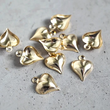 

PINJEAS handmade gold fillied heart Hollow three-dimensional heart pendant for diy bracelet necklace jewelry findings