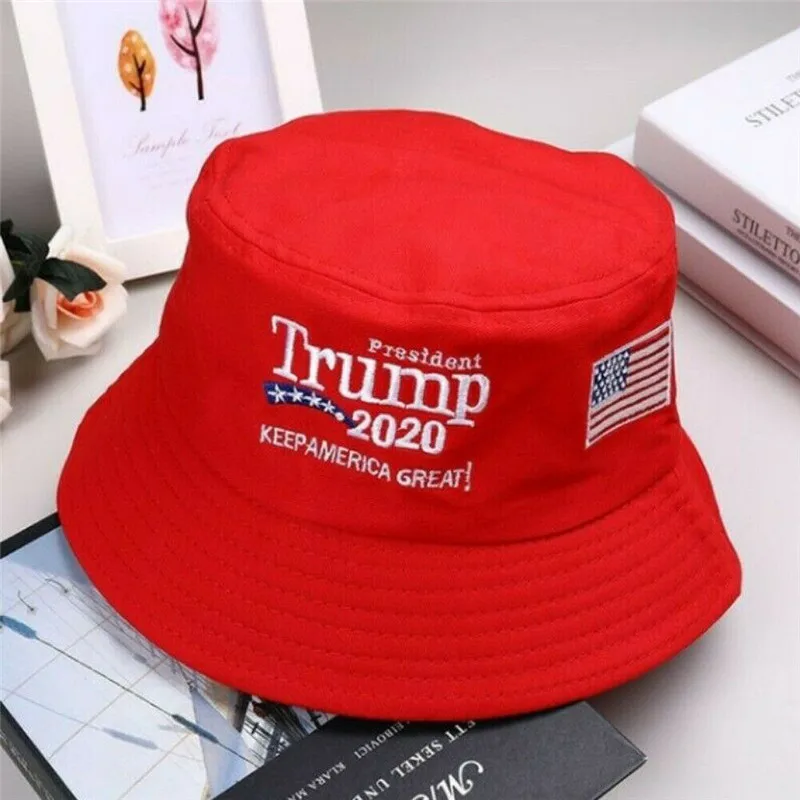 HOT President Donald Trump 2020 Keep America Great Again Hat Red White Bucket Hat Printing Fisherman's Cap