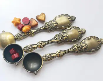

New Hot Fashion Vintage Peacock metal Wax Spoon for wax beads 11cm Hight quality Sellado Sax palillo sello de la cera de Sellos