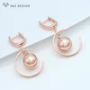 S & Z creux sphérique 585 or Rose Dangle boucles d'oreilles japonais sud-coréen nouvelle mode Eardrop pour les femmes de mariage bijoux fins ► Photo 3/6