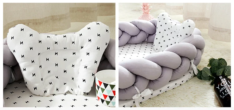Вязанная переносная съемная и моющаяся кроватка для новорожденных, кровать-гнездо для путешествий, многофункциональная Люлька-качалка
