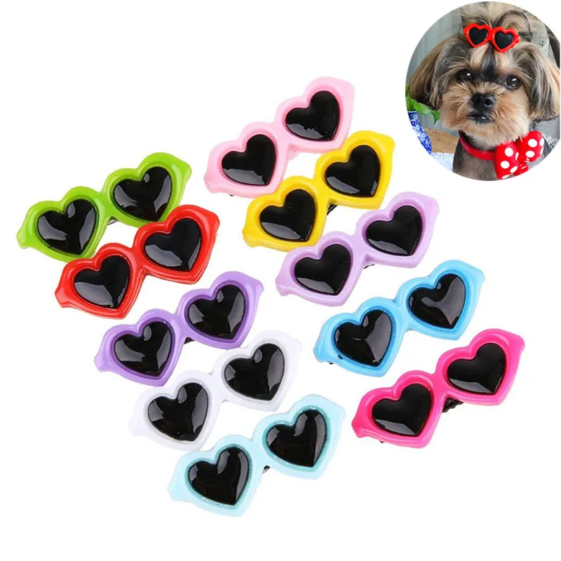 

10pcs/set Multicolor Pet Cat Dog Bows Hair Clips Lovely Heart Sunglasses Hairpin Puppy Dog Summer Grooming Hair Accessoires Hot