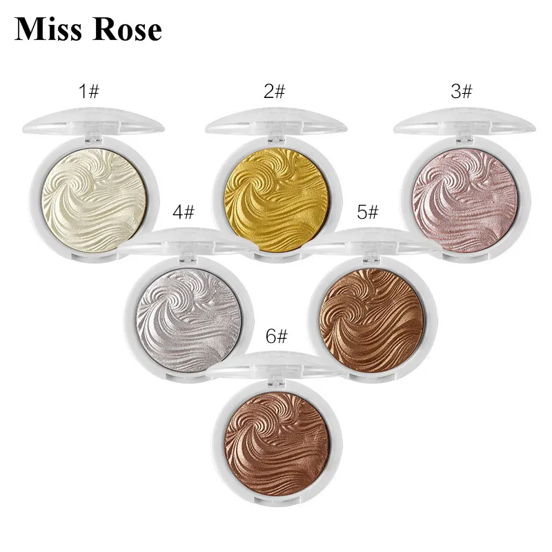 

MISS ROSE Shimmer Golden Highlighter Powder Palette Face Base Illuminator Makeup Bronzers Highlight Brighten Skin 6 Colors TSLM2