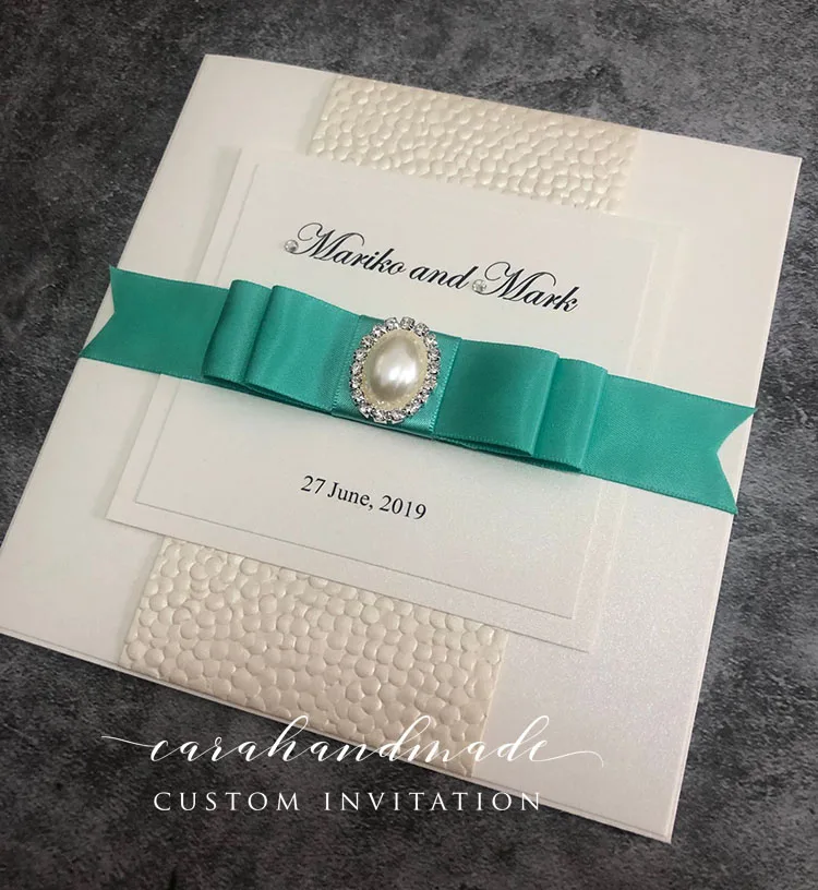 Свадебные приглашения ручной работы с милым бантом CA0651|invitations|invitations handmadeinvitation