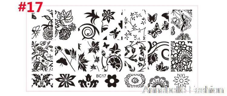 BC-01-20 6X12cm Прямоугольные Nail Штамповка пластины цветок кружева дизайн ногтей лак Stamp Шаблон маникюрные инструменты 20 конструкций