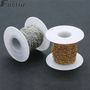 

Fostfo 10Yards/Roll 1.5/2mm Width Gold/Steel Color Stainless Steel Cross Ball Bead Chains Bulk For Women Necklace Jewelry Making