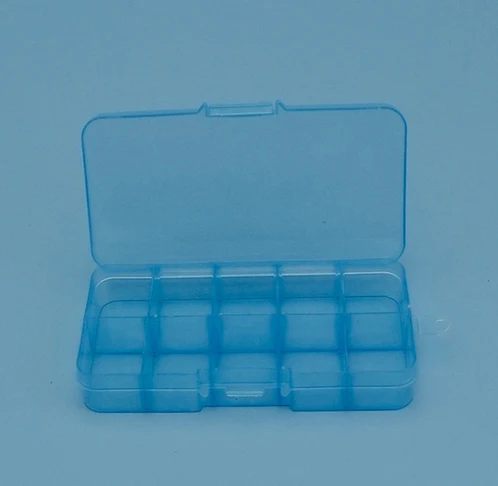 Для небольших компонентов ювелирный ящик для инструментов бусина таблетки Органайзер 10 сетки Регулируемые Прозрачные плаcтиковые горшки держатель коробка - Цвет: Синий