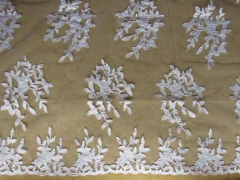 

New Hollow out White Satin Fabric Wedding Satin Lace farbirc for Wedding Dress