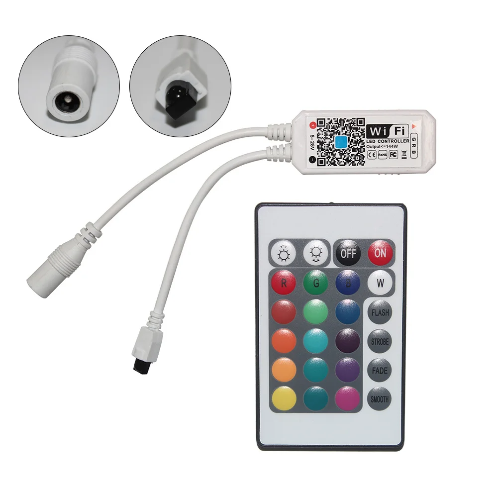 

Wifi Smart RGB LED Controller 24 Keys Remote Control for LED Strip Lights Hot Sale