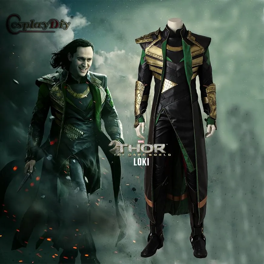 

Cosplaydiy Superhero Avengers Thor the dark world Cosplay Loki Cosplay Costume Adult Men Halloween Outfit Custom Made J