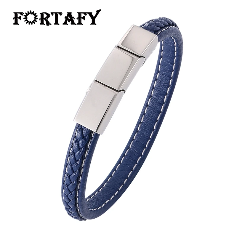 

Fashion Unisex Jewelry Women Leather Bracelet Men Stainless Steel Magnetic Clasps Trendy Wristband Bracelet Punk Bangles WP751