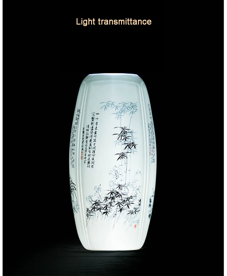 

Tetragonal plum orchid bamboo chrysanthemum porcelain vases Jingdezhen Antique Chinese decorations flower arranging vase