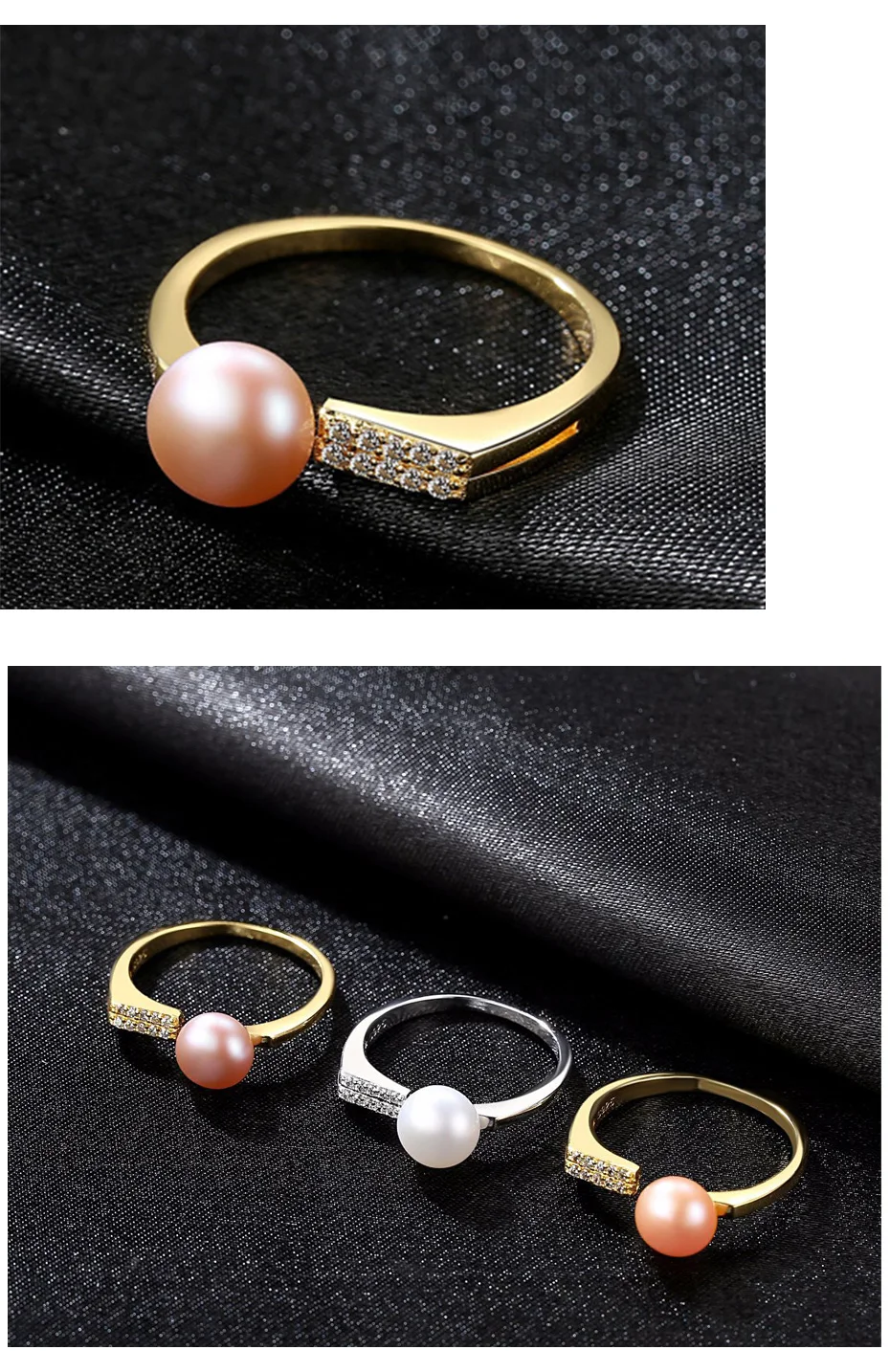 Речной натуральный жемчуг кольцо 925 серебряное кольцо AAA кубический циркон модные ювелирные изделия Большой размер Очаровательные кольца для женщин с подарочной коробкой