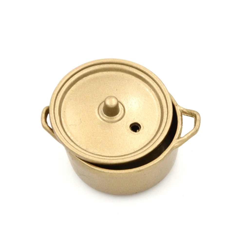High Quality 1/12 Dollhouse Miniature Furniture Kitchen Alloy Copper Pot with Lid Pretend Play Furniture Toys for Children Kid High Quality 1/12 Dollhouse Miniature Furniture Kitchen Alloy Copper Pot with Lid Pretend Play Furniture Toys for Children Kid