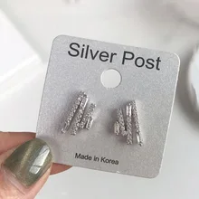 MENGQIAO, Корейская ТВ звезда, Новые блестящие стразы, необычные серьги-гвоздики для женщин, маленький Букле д 'ореиль, модные серьги