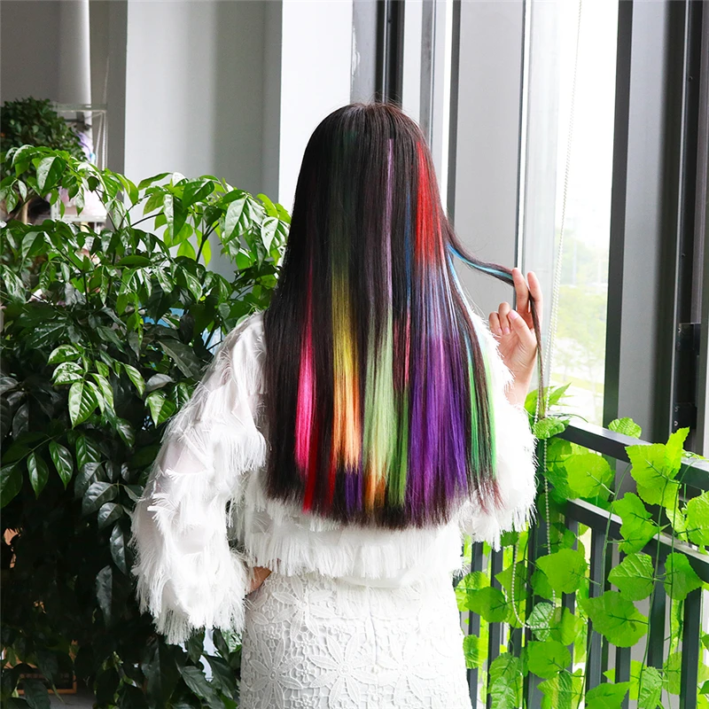 Long Straight Hairpiece Clip In Hair Extension Ombre 1 Clip One Piece 20'' Synthetic Clip-in Extensions Hair Pieces for Women