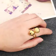 Adjustable Big Metal Ball Rings For Women Silver Gold-color Ring Fashion Jewelry Cute Gift Bijoux