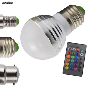 

Hot sales E14/E27/B22 LED RGB Bulb 85-265V LED Lamp Spotlight + IR Remote dimming controller Indoor decorations