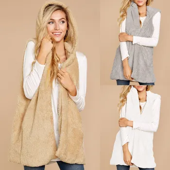 

2018 New Winter Plush Cashmere Vest Women Loose Hoodie Outwear Fashion Casual Thicken Warm Jacket