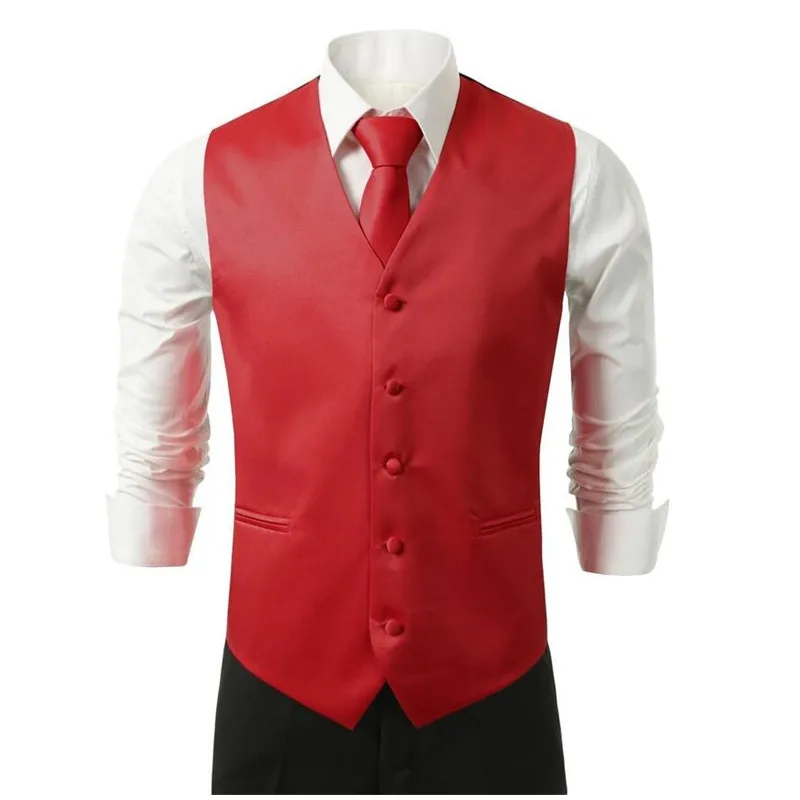В костюм ma3 jia3 Модные мужские жилет мужской жилет и галстук и платок жилет Индивидуальные Размер и цвет - Цвет: Red