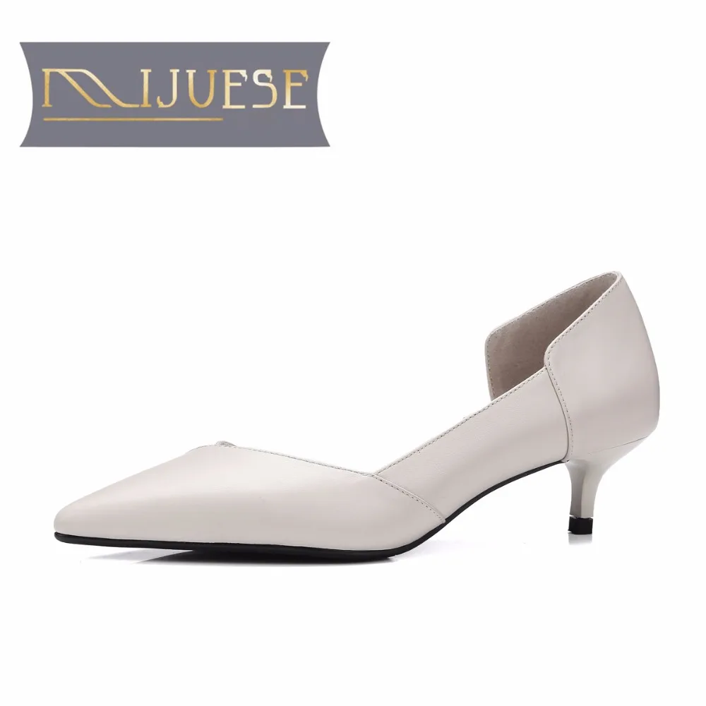 

MLJUESE 2018 women pumps autumn spring slip on pointed toe pink color high heels women size 34-41