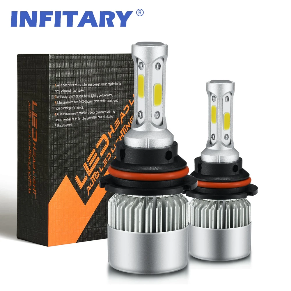 2 Pcs Super Bright 9004 LED Car Headlight Bulb Hi/Lo Beam 72W 8000LM