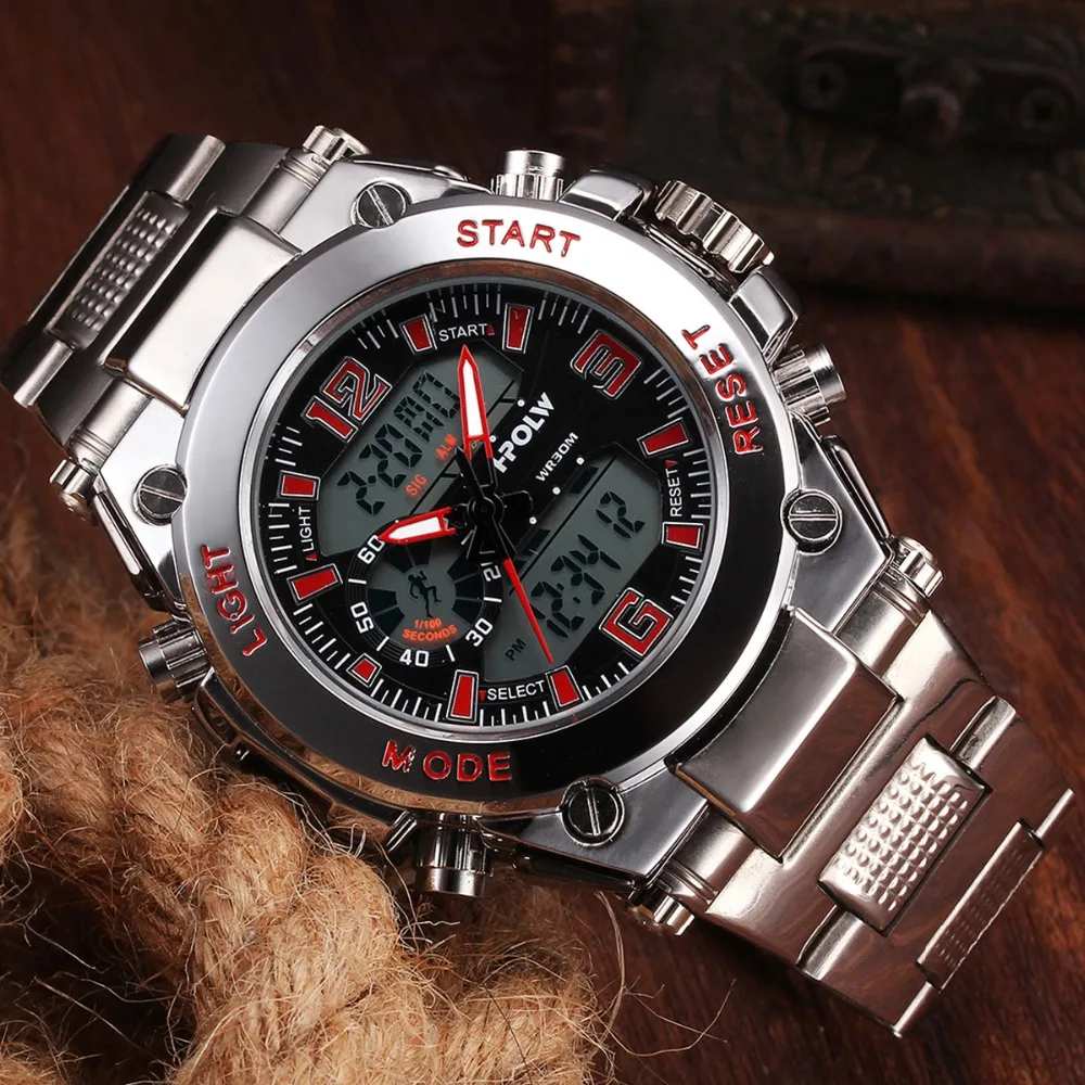 HPOLW Brand Military Sports Watches Men Electronic LED Digital Wrist Watch Waterproof Sport Shock Watch Men Relogio Masculino